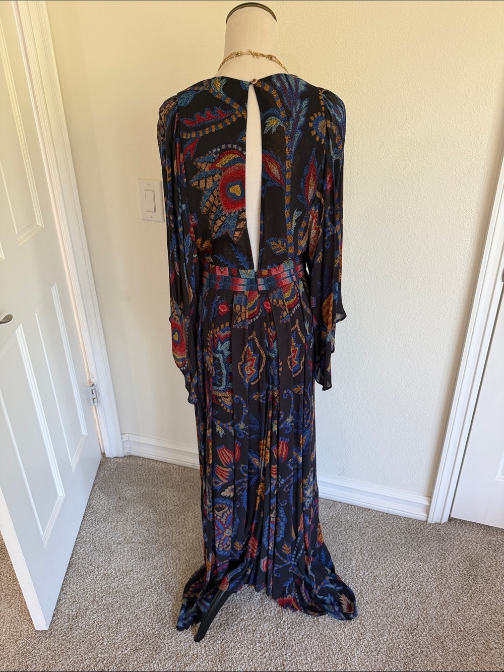 FARM Rio Black Sunset Tapestry Asymmetric Kaftan Maxi Dress - Picture 6 of 12